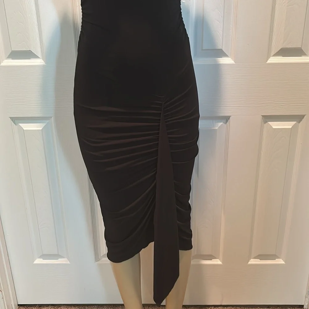 Elegant Black  Mock Ruched Dress size S - Picture 4 of 7